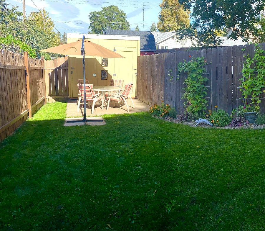 We use NO NOXIOUS CHEMICALS on our lawns, so they are imperfect, but healthy.
