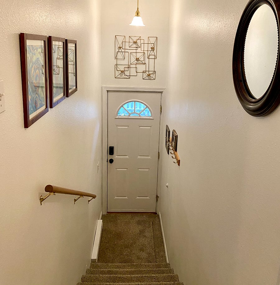 Front, interior entry to inside stairs.