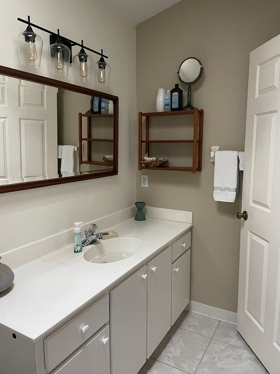 Main bedroom has private bathroom with walk in shower.
