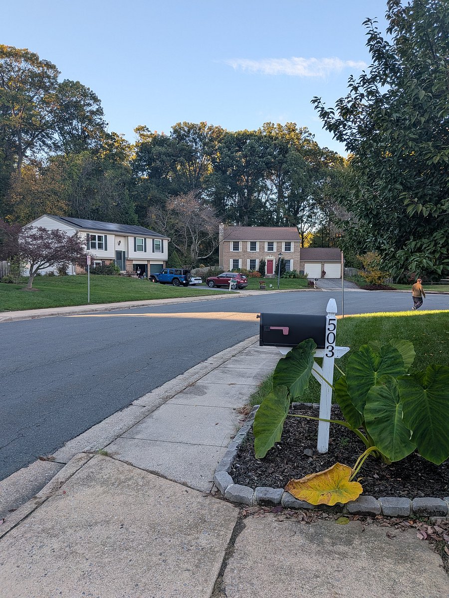 Cul de sac with sidewalks on both sides for safe walking.