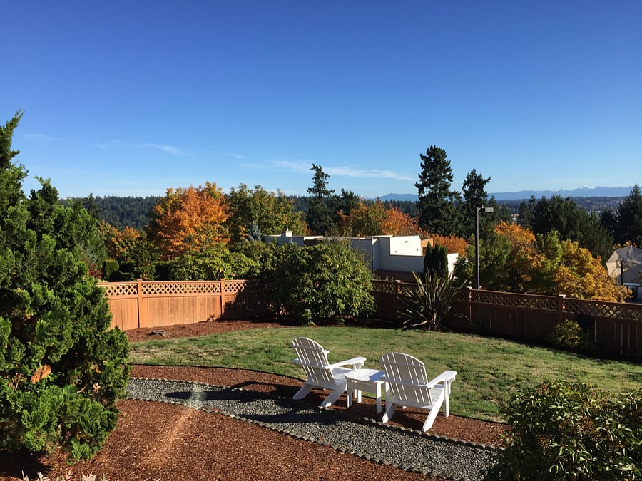 Front Yard Adirondack chairs facing the Lake View