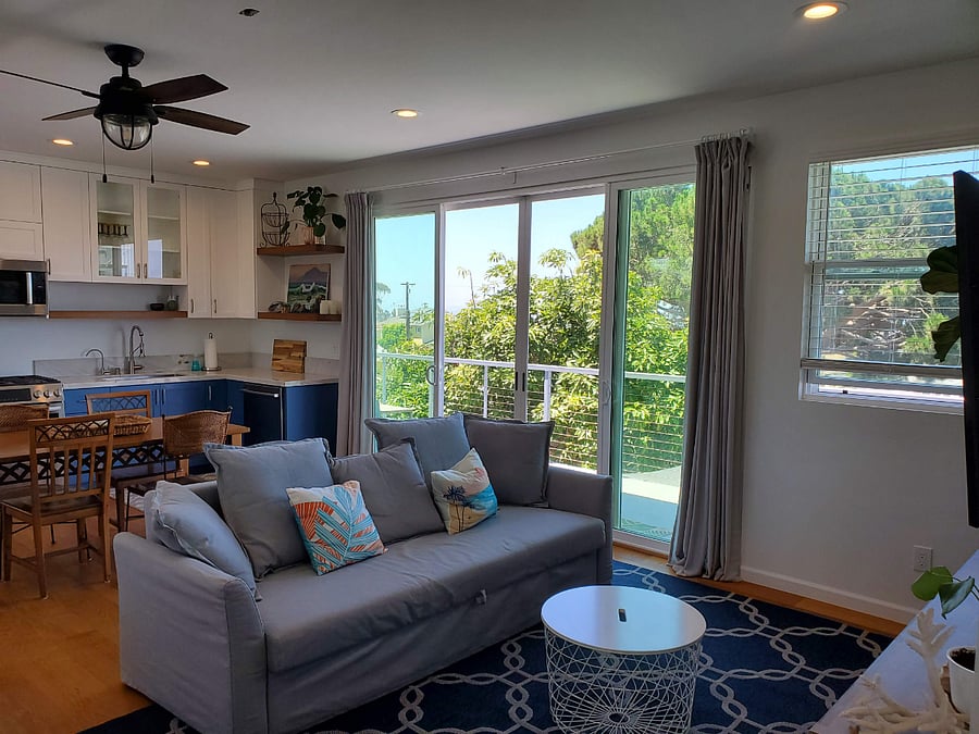 Deep seating sleeper sofa in living area