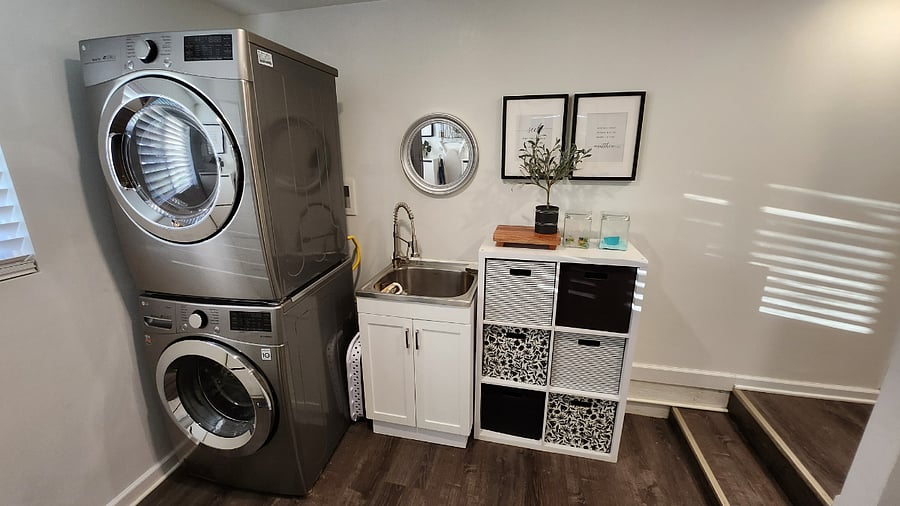 Washer and Dryer with deep Utility Sink