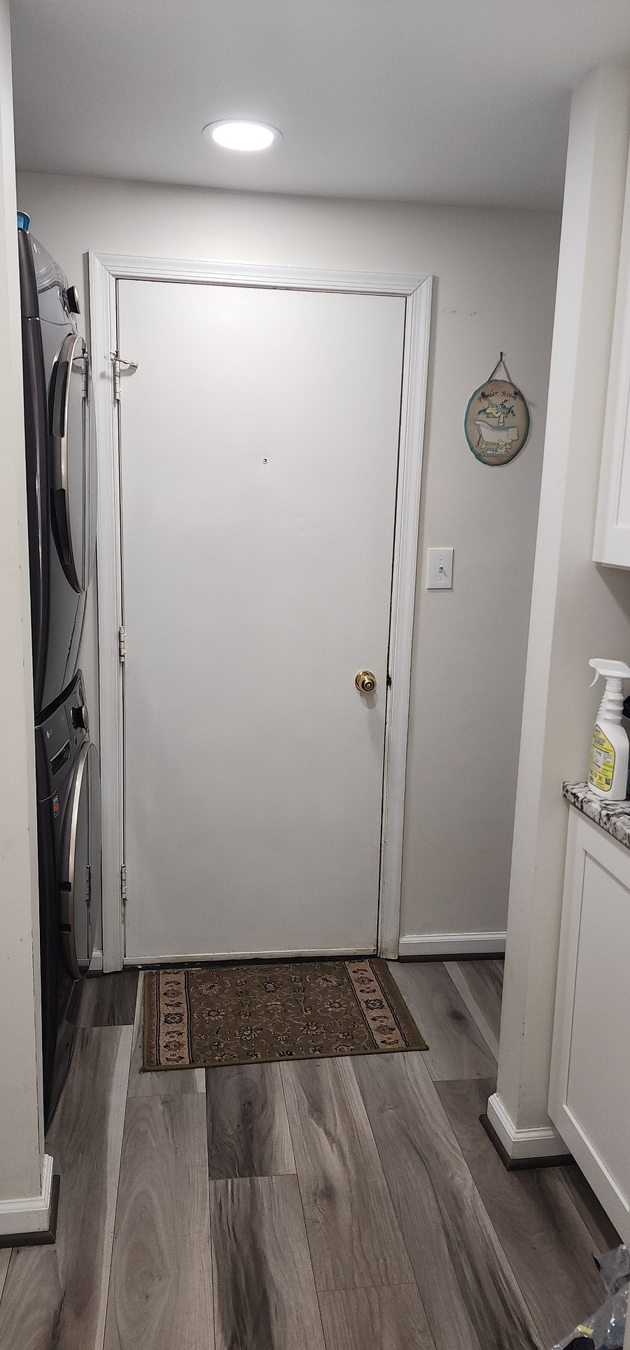 Laundry area, with 1/2 bath on the right