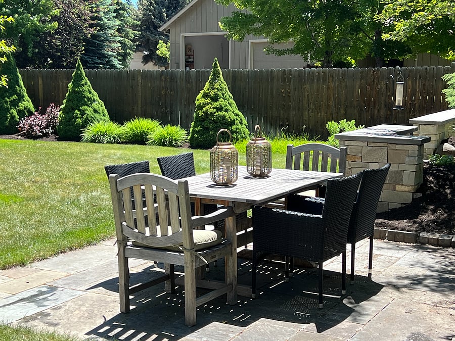 Backyard patio to enjoy in fully landscaped yard.