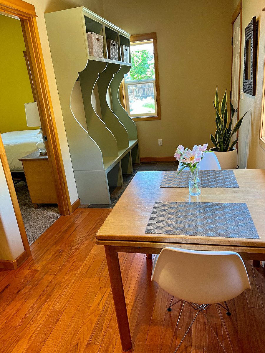 Dining area with seating for two.