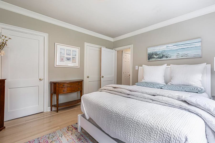 plenty of storage for clothing: 2 closets and dresser