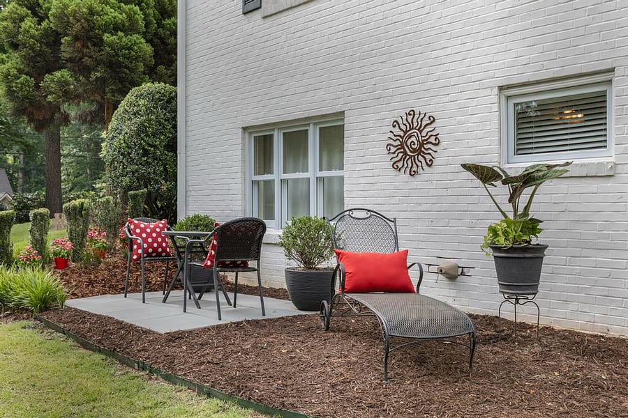 patio with table, chair and chase lounge