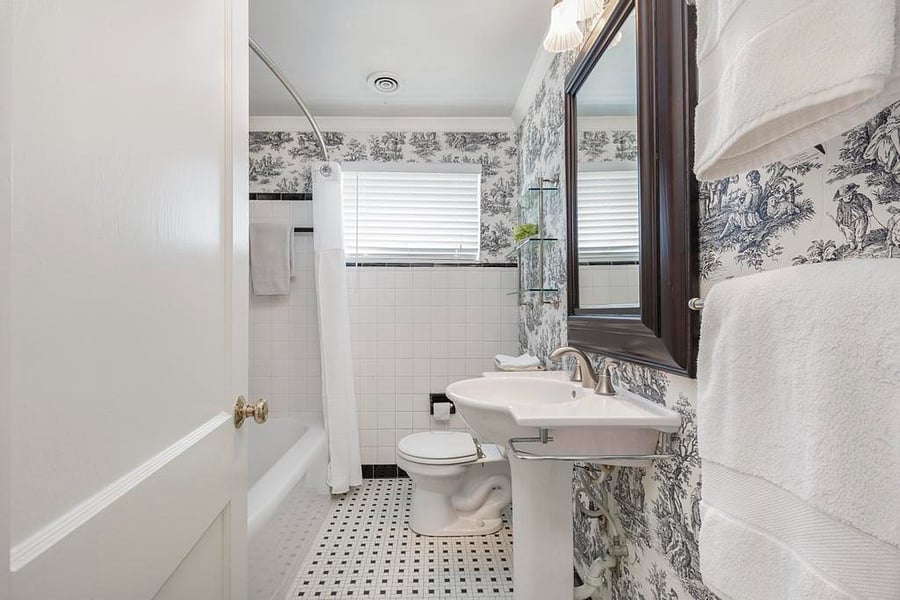 fully tiled bathroom