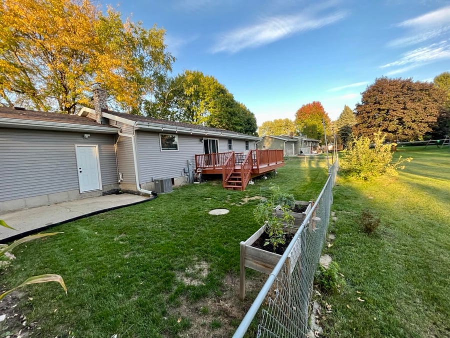Fenced backyard