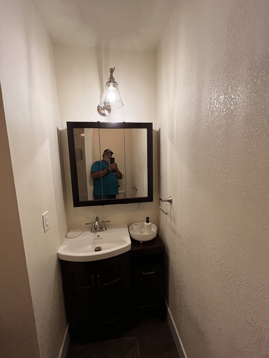 Bathroom sink & vanity area.