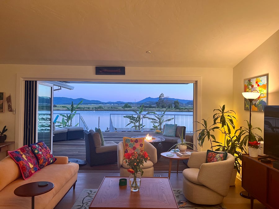 View from living room with Panoramic full opening doors