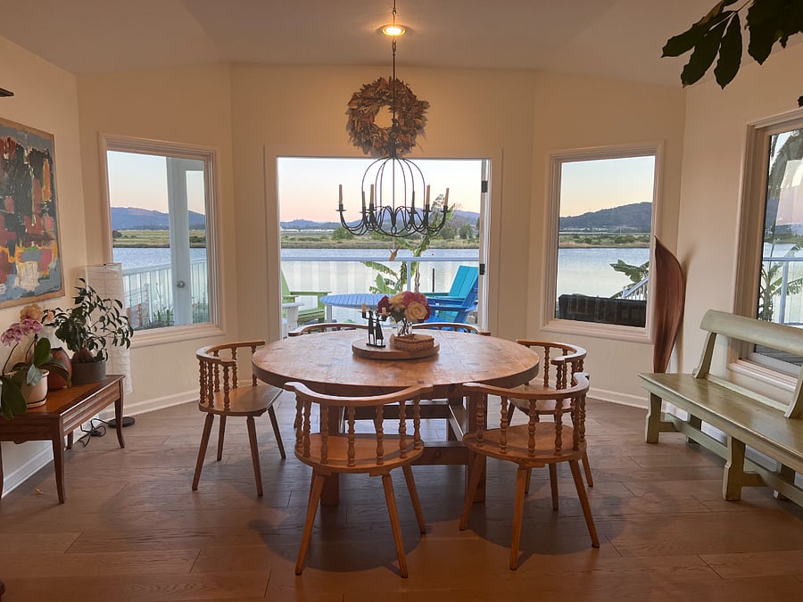 Dining room with French doors to outside sitting area
