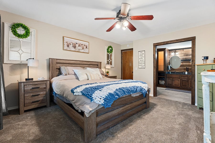 Primary Suite:  Cabin in the Woods, includes large walk in closet