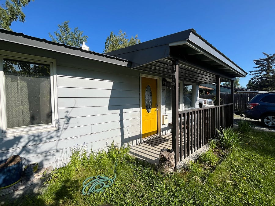 It's easy to spot with the yellow door!
