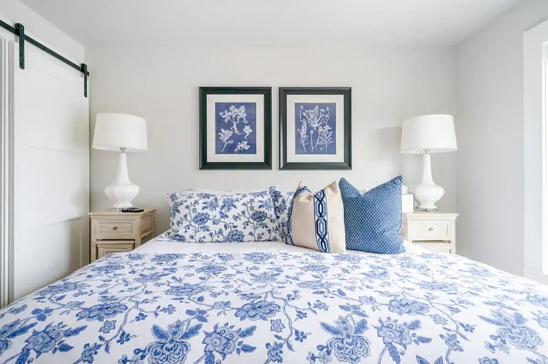 Luxurious main bedroom with king-sized bed and TV with Roku stick for watching all your favorite streaming apps.