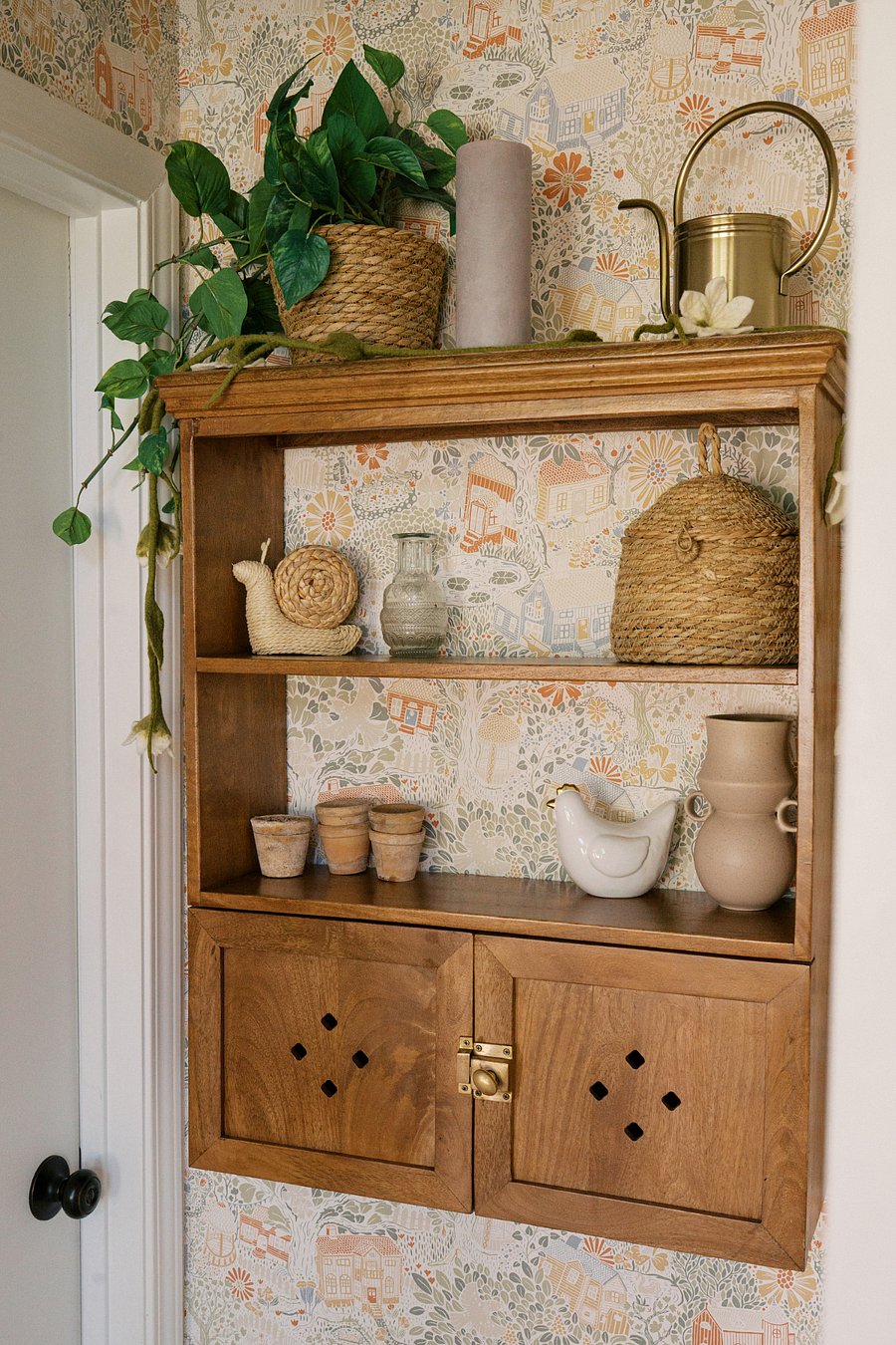 Hallway curio shelves