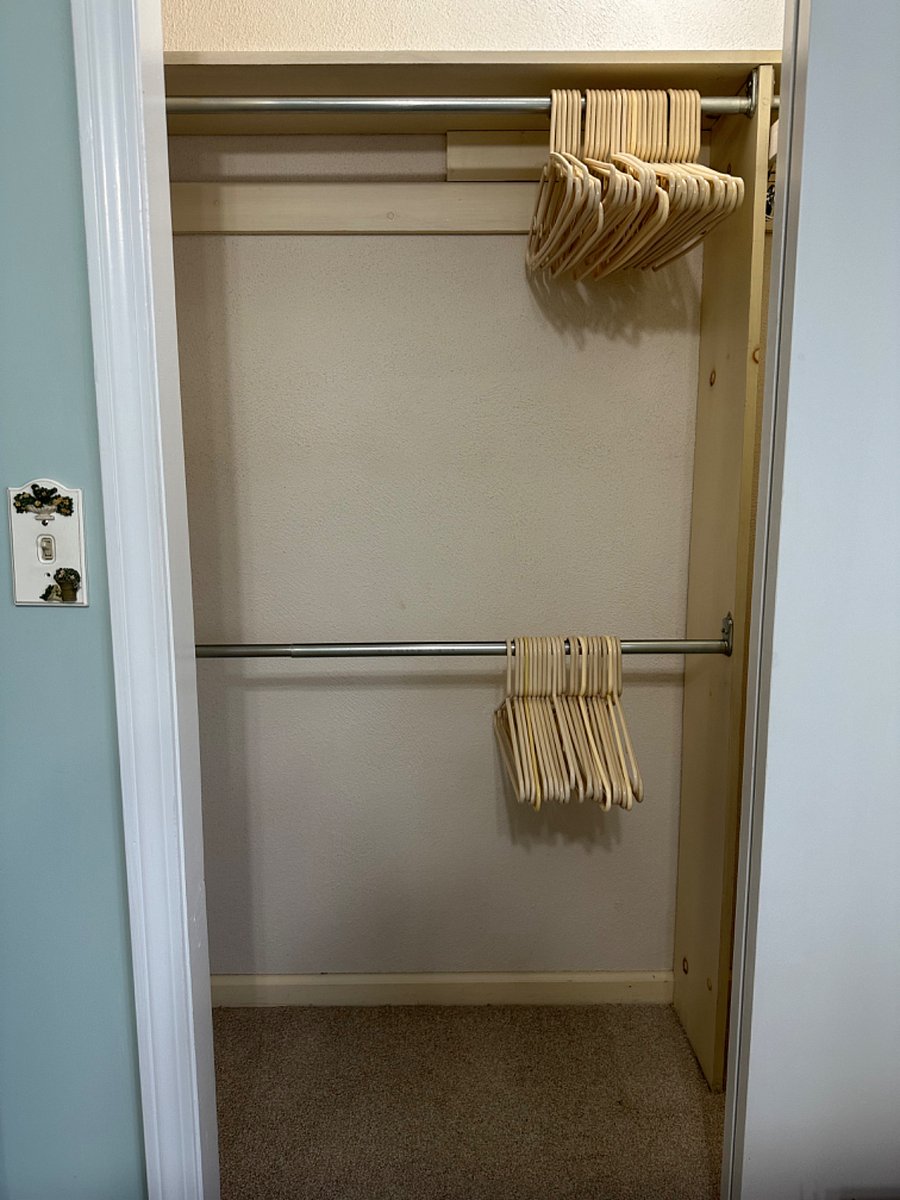 Large double closet with hangers