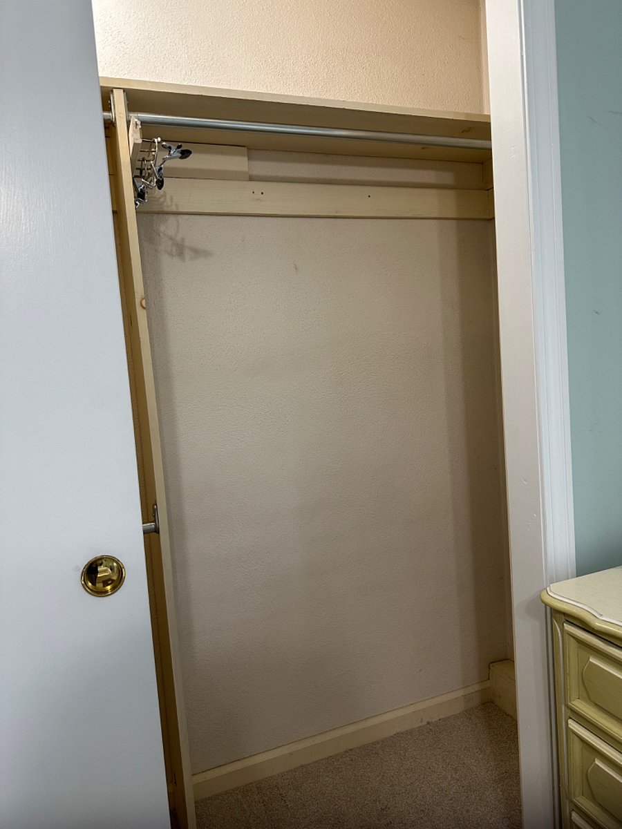 Right side of upper level bedroom closet - same for both bedrooms -for full length clothing.
