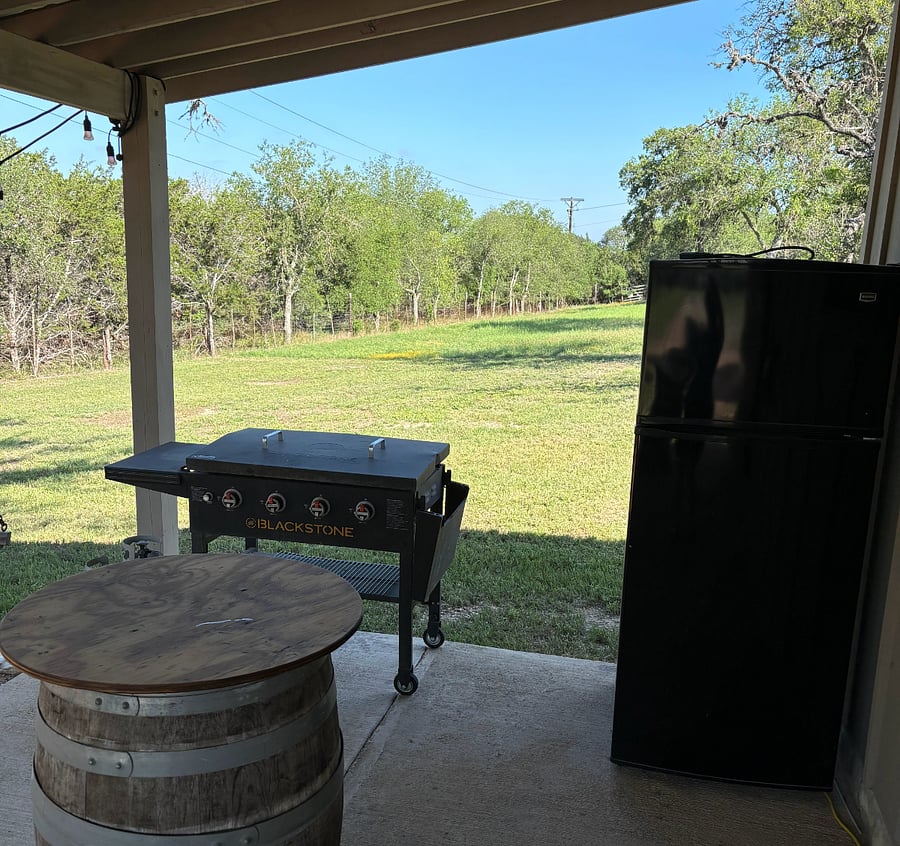 Blackstone grill and full sized refrigerator