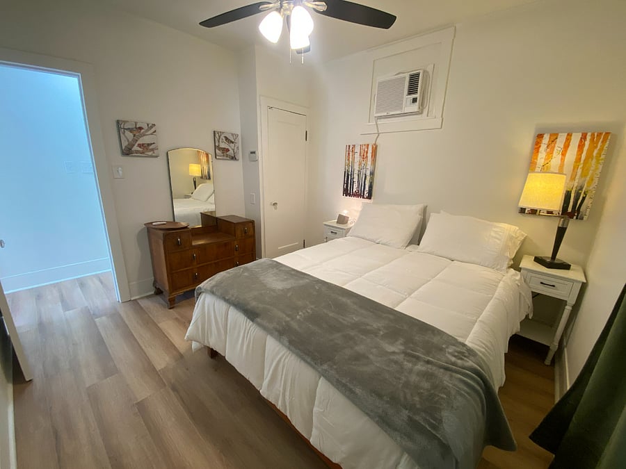Bedroom with queen bed.