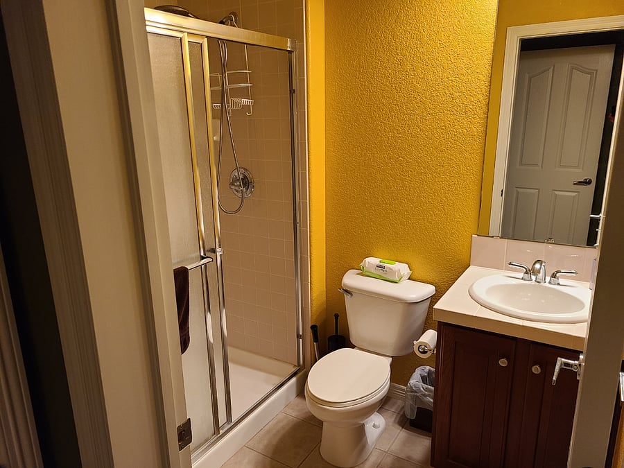 This is the available bedroom's private bathroom.