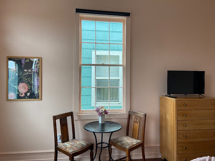A cozy bistro table to enjoy your home cooked meals, or takeout from one of the many delicious restaurants in the area.