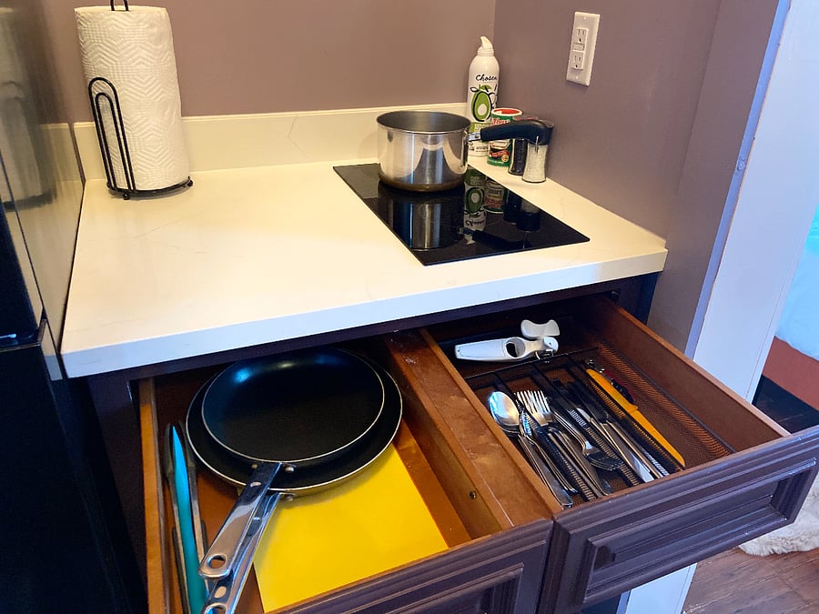 Fully stocked kitchen for all your cooking needs.