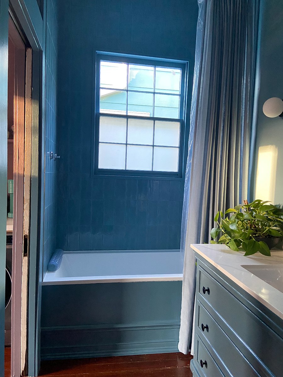 Soak in the deep tub after a long day, or enjoy the rain shower head.