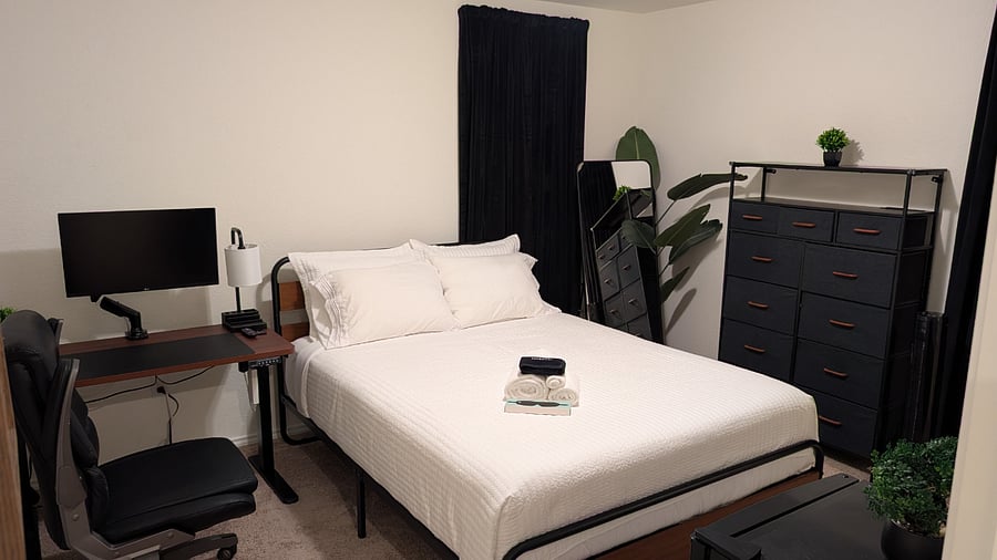 Second queen bedroom in the separate upstairs wing