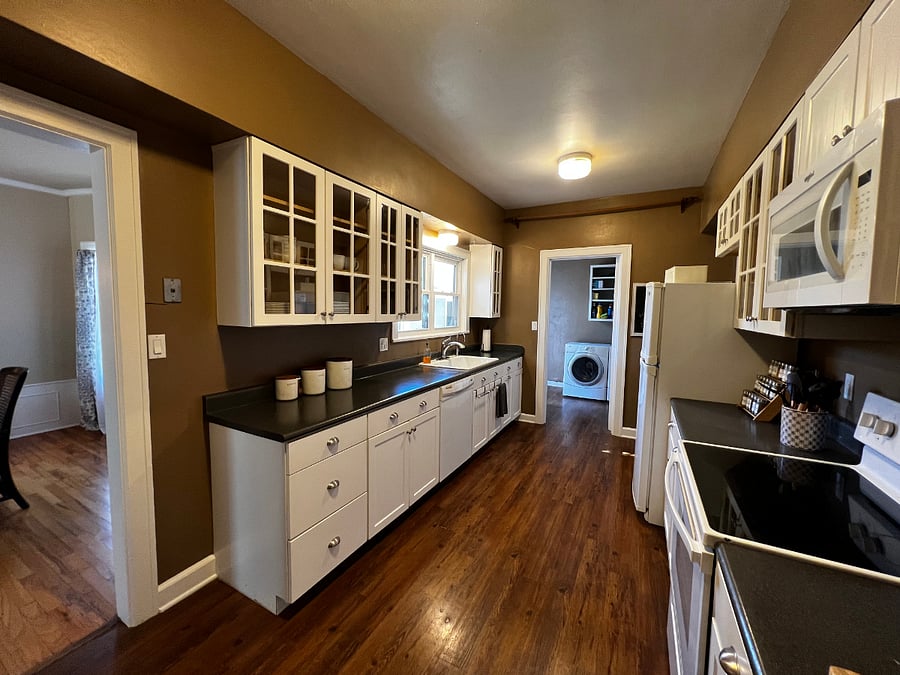 Great Galley Kitchen with laundry