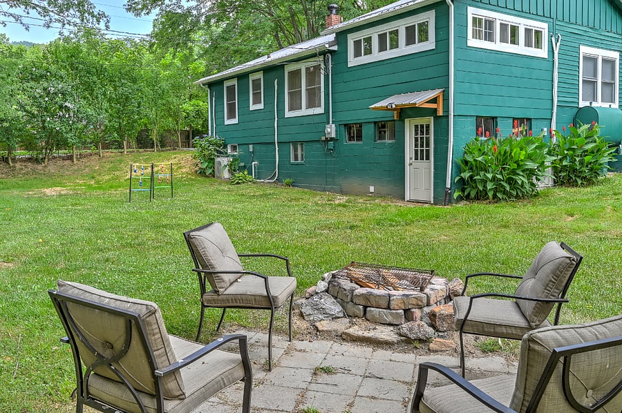 Fire pit and sitting area out back. 
