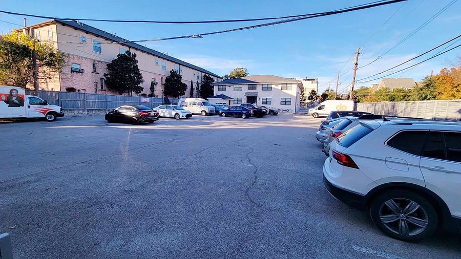 Free gated parking behind building