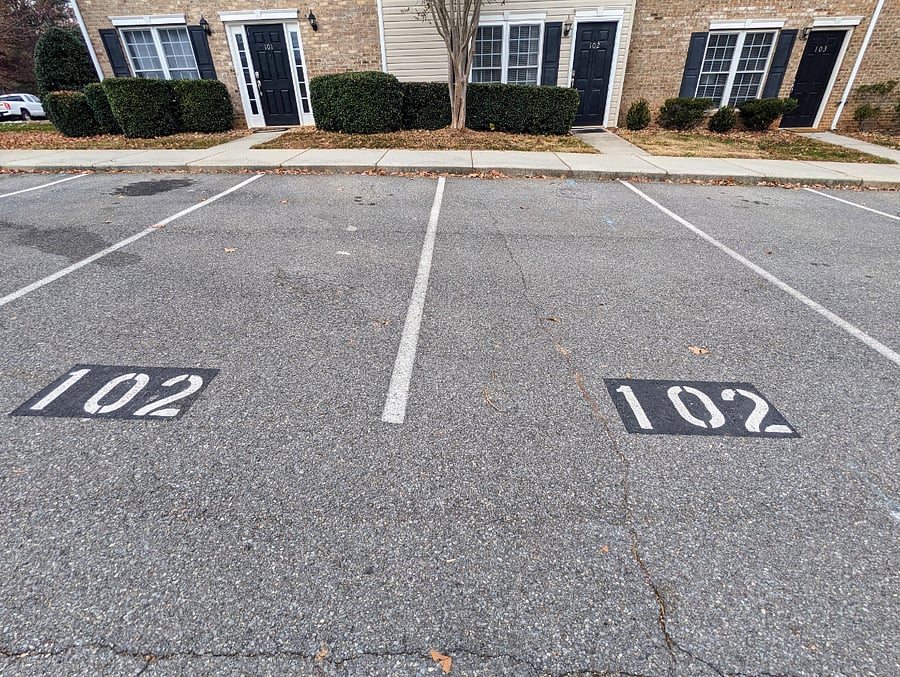 Two designated parking spaces out front of unit