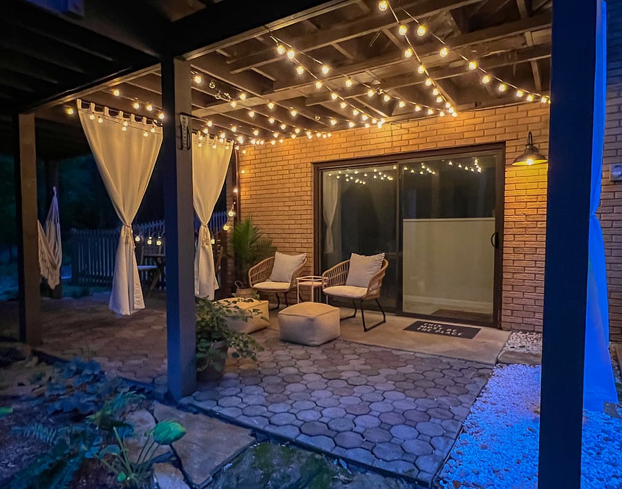 Stringed lights for more visibility and added ambience at night.