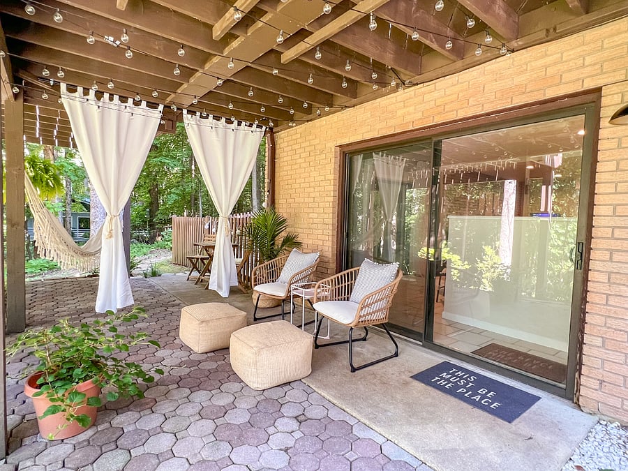 Front porch and entrance to the guest suite