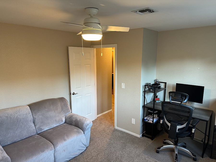 Dedicated workspace with computer monitor (with hook up cords)