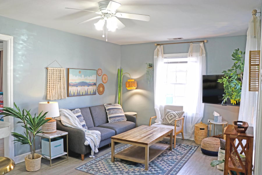 Sofa converts to a guest bed.