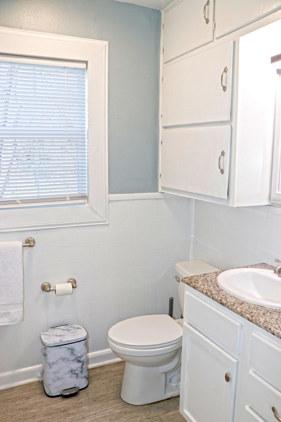 Multiple towel sets are in that cabinet. 