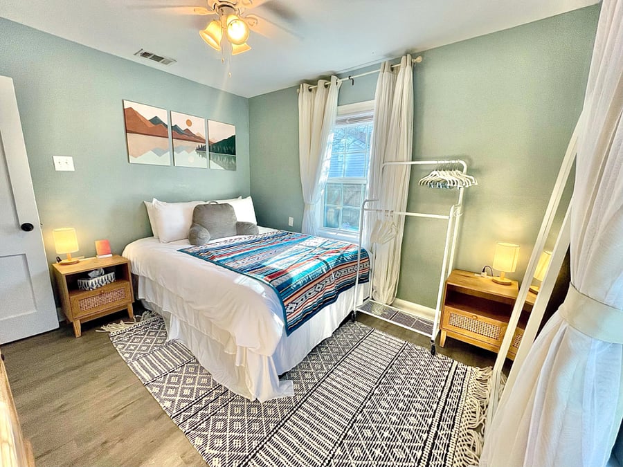 Blackout curtains & blinds on windows help for getting solid sleep.