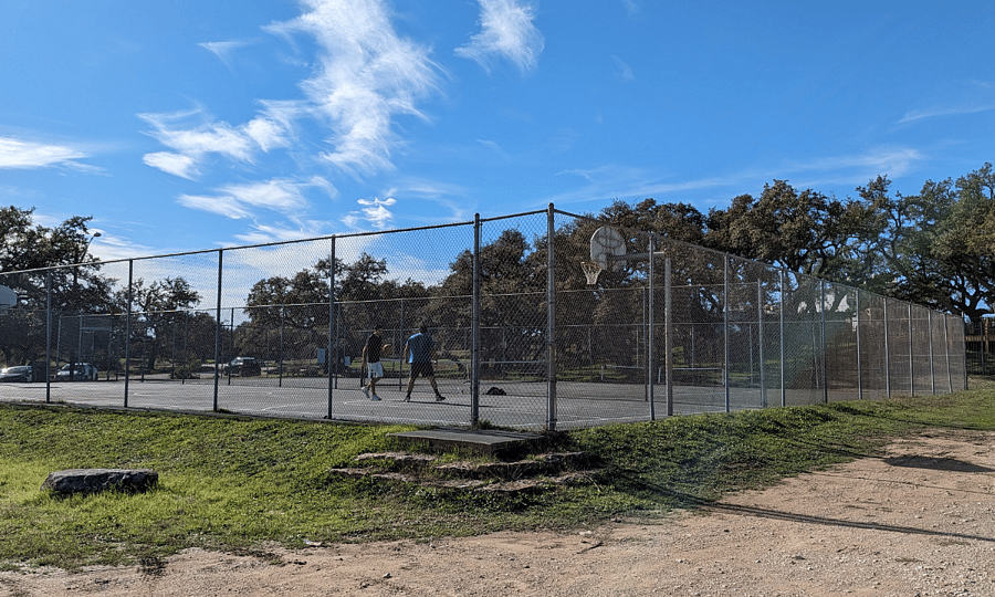Community sports court across the street