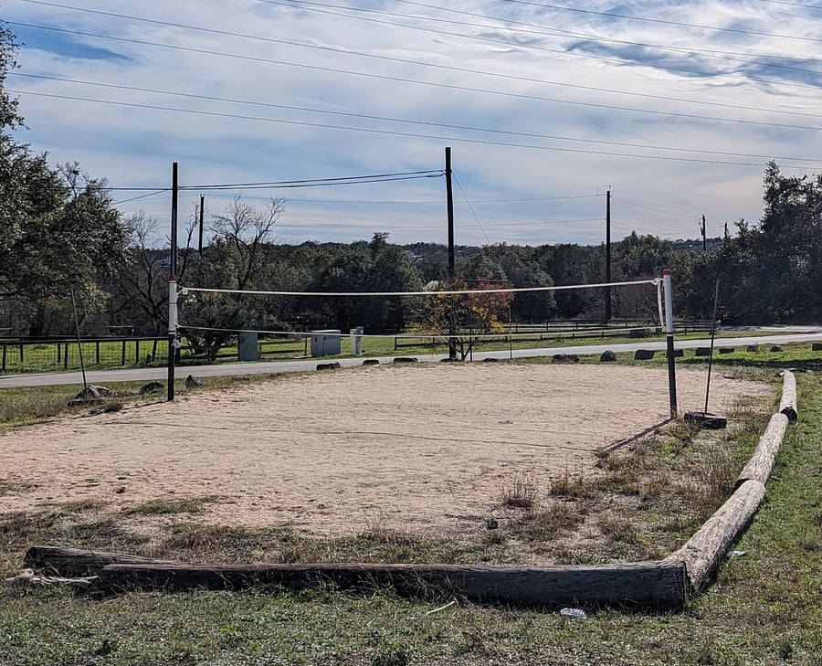 Volleyball court across the street