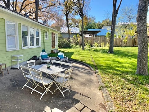 Backyard patio and yard