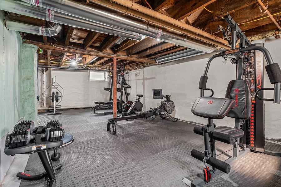 Stretch, exercise and unwind in your private basement home gym. Two of my favorite quotes from antiquity: "A Healthy Mind in a Healthy Body" - "Luck Is What Happens When Preparation Meets Opportunity"