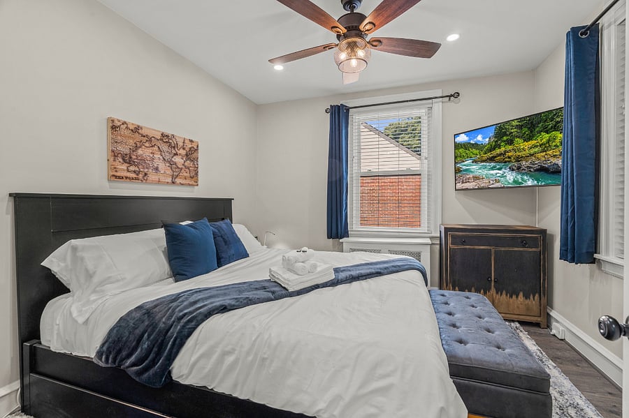 Relax with the bedroom benches in most bedrooms - this bench opens up for extra storage! Front bedroom with pullout drawers under the bed. Which is your favorite bedroom?
