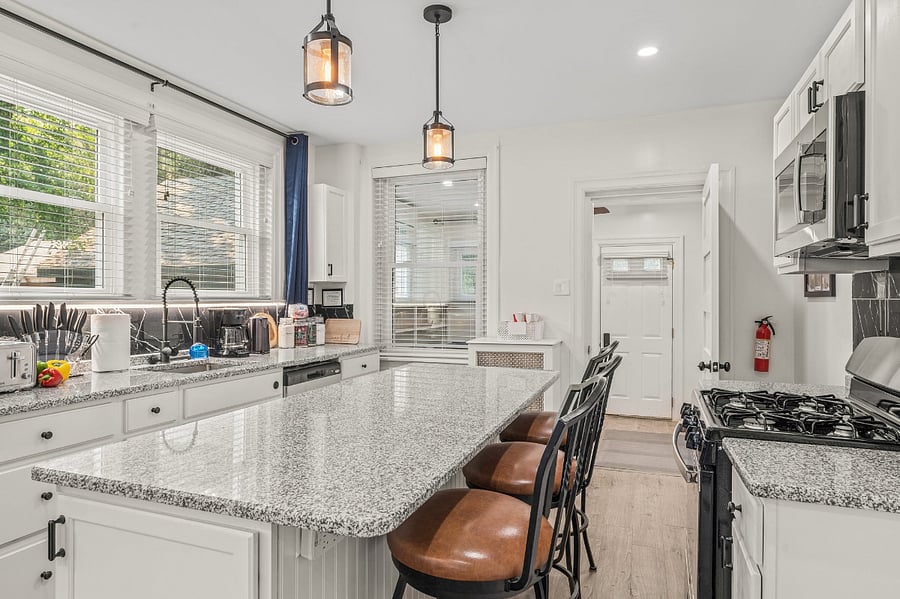 Unlike a hotel, enjoy your own kitchen. Our properties are deep cleaned after each guest. Enjoy the blend of modern conveniences with the old world ambience of Narberth borough. It's all in the details! Like our furnishings? See kit.co/curranlodging