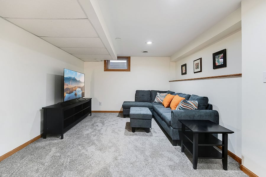 Lower Level Family Room with 55 inch Smart TV