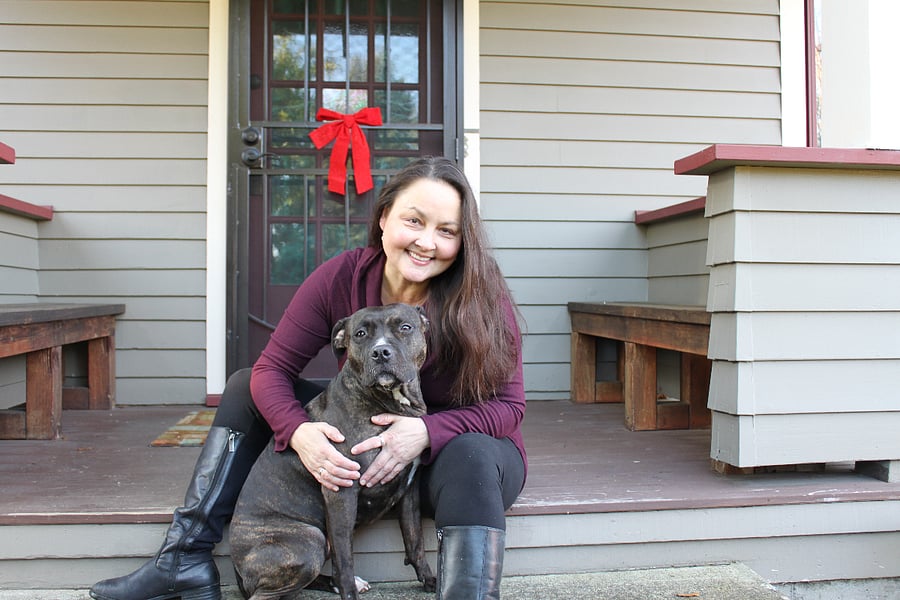 Landlord Heather and her old dog Lola