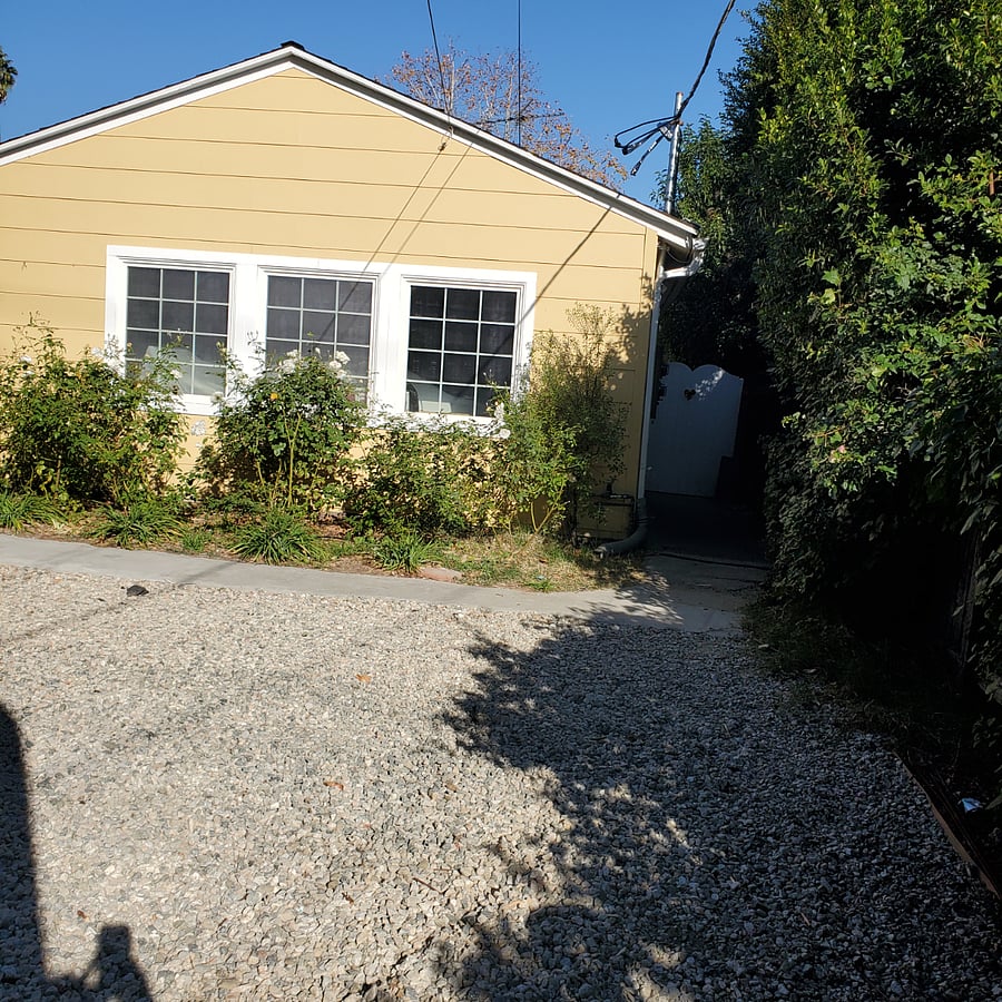 Here is space to park a car for back unit.