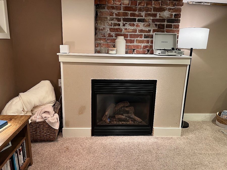 Gas fireplace.
